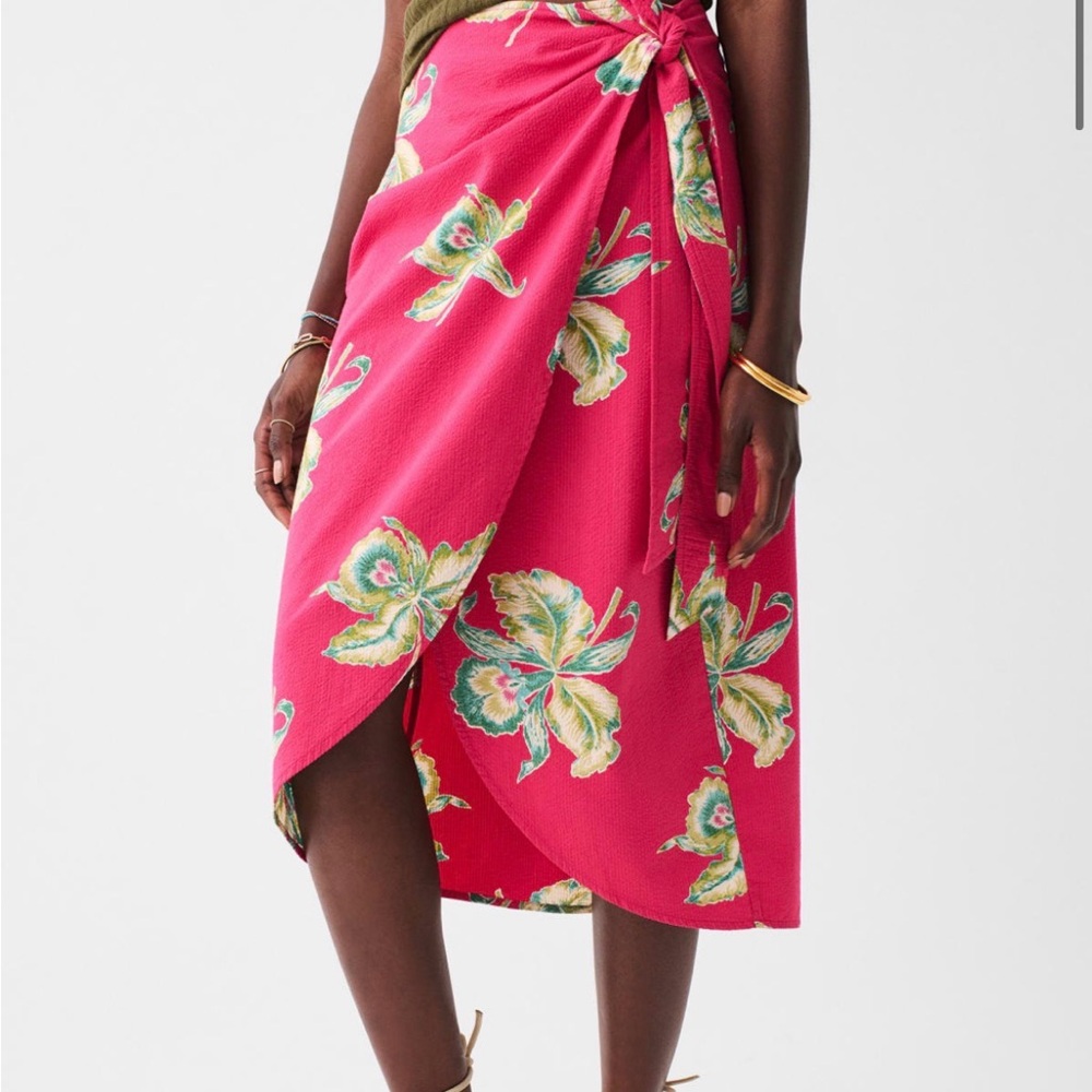 Faherty Pacifica Seersucker Wrap Skirt XS NWOT $138